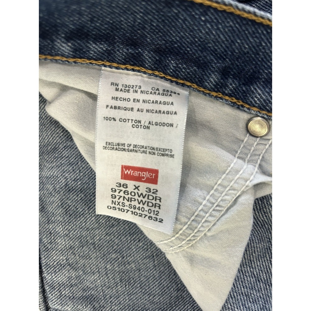 Wrangler Mens Jeans 36x32 Five Star Premium Relax Fit Medium Wash Denim Workwear - Picture 6 of 11